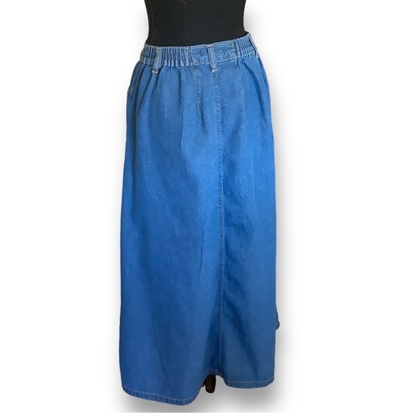 Woman Within Boho Denim Maxi Column Skirt Full Button Front Elastic Back Pocket… - Picture 4 of 11
